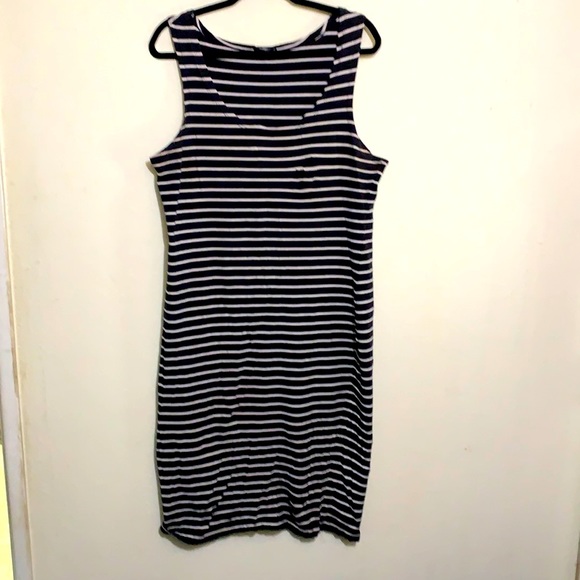 Love Ari 2X Striped Dress Black and White Stretchy - Picture 1 of 2